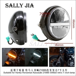 Đèn Pha Led Cổ Điển 7 Inch Phù Hợp Với Xe Máy Harley Herdsman Kawasaki <span class=keywords><strong>Z1000</strong></span> Đèn Pha Tròn Sửa Đổi - Product Image 2