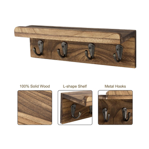 Organisateur de courrier en <span class=keywords><strong>bois</strong></span> <span class=keywords><strong>porte</strong></span>-clés muraux <span class=keywords><strong>porte</strong></span>-clés rustique pour étagère murale de ferme avec 4 crochets - Product Image 3