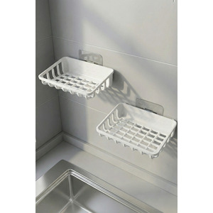 Juego de Jaboneras Minimalistas de Plástico para Montar en la Pared, Rectangulares, con Drenaje Automático, para Baño, Fregadero, Cocina, Tipo Ventosa - Product Image 5