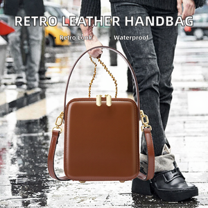 Sac à bandoulière pour femme en cuir véritable rétro de luxe avec rivets, sac à main de haute qualité OEM/ODM - Product Image 2