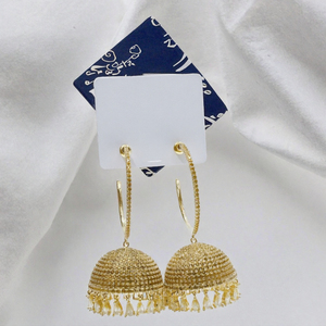 Pendientes de Aro Bohemios en Tono Dorado con Circonitas Colgantes para Fiestas - Product Image 3