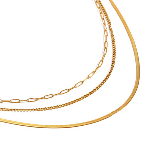 Layered Gold Stainless Steel Chain Necklace Geometric Multi Layer Fashion Jewelry for Women - Product Image 4