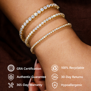 GRA catenina regolabile con diamante Moissanite certificata 14K placcato in oro 925 argento 2mm D colore VVS bracciale rotondo Mossanite Bolo - Product Image 3