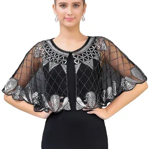 Chal de Malla Brillante con Lentejuelas, Capa Corta para Vestido de <span class=keywords><strong>Fiesta</strong></span> Qipao - Product Image 3