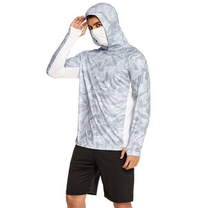 Venta al por mayor personalizado ventilado ligero Camo Tie Dye pesca hombre cuello redondo camisas pesca Sudadera con capucha con cremallera - Product Image 6