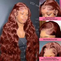 Perruque frontale sans colle 13x4 13x6 Body Wave brun roux, cheveux brésiliens vierges, grade 12A Remy, double épaisseur, vente en gros