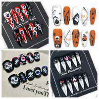 Ongles à presser en acrylique faits main de qualité supérieure, 10 pièces, nouveaux styles, ambiance festive, motifs amande et cercueil, thème Halloween