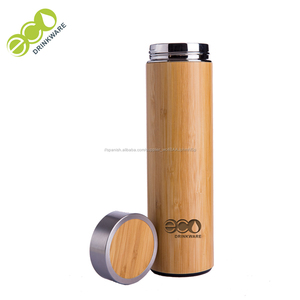 Termo al vacío de bambú y acero inoxidable de doble pared de 500ml con Infusor de malla - Product Image 5