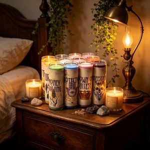 Vela Moderna en Forma de Pilar con Pegatinas Personalizadas, Frasco de Vidrio sin Humo, Cera de Soja, Aromas Personalizables para Halloween y Bodas - Product Image 3