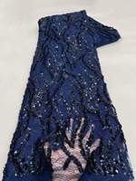 Tissu de robe de mariée et de soirée en dentelle à sequins or rose, motif vague, pour couture, livraison rapide