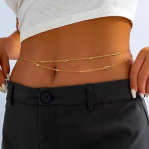 Corrente de Corpo Casual Shelly Summer Beach Sexy Claw <span class=keywords><strong>Chain</strong></span> Ruby <span class=keywords><strong>Gold</strong></span>, Corrente de Cintura, Moda de Rua, Corrente de Barriga Retrô - Product Image 1