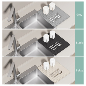 Soft <b>Silicone</b> Eco-Friendly Countertop Slope Drain <b>Mat</b> Anti-Scalding Heat-Insulating Non-Slip Chopping Board <b>Mat</b> - Product Image 3