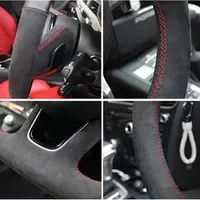 Housse de volant de voiture en cuir suédé noir DIY, accessoires de voiture pour BMW M Sport E46 330i 330Ci E39 540i 525i 530i M3 E46