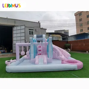 Princesse commerciale gonflable videur sirène rose toboggan avec piscine gonflable toboggan pour enfants adultes