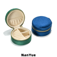 Nueva Caja Redonda Pequeña de Terciopelo para Joyería, con Cierre y Logotipo Personalizado, para Guardar Anillos, Collares y Aretes, Organizador Portátil