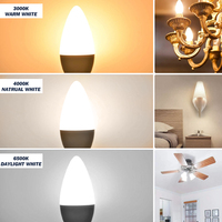 Vertak Vente en gros Blanc C37 Lampadas Led Ampoule Led Lampe E14 100V-240V 3 Watt Led Ampoules pour la maison