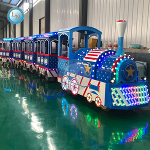 เครื่องเล่นรถไฟแบบไร้รางใช้แบตเตอรี่ไฟฟ้าสวนสนุกราคาถูกสำหรับห้างสรรพสินค้าใช้งานกลางแจ้งไฟเบอร์กลาสใช้ในร่ม - Product Image 1