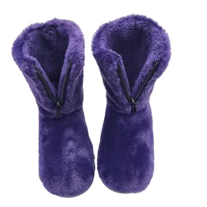 Bottes en peluche d'intérieur personnalisées OEM conception bottes chaudes d'hiver pantoufles chaussures pour femmes cheville fermeture éclair fausse fourrure bottes de maison