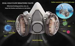 Masque à gaz demi-masque en polycarbonate de haute qualité certifié CE, masque chimique 6200 pour peinture au pistolet et anti-poussière, vente en gros OEM - Product Image 3