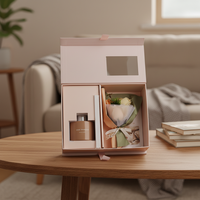 Ensemble de diffuseur de parfum à roseaux personnalisé avec logo, 120 ml, avec des diffuseurs d'arômes créatifs et un coffret cadeau d'anniversaire avec fleurs