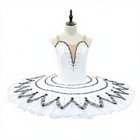Jupe tutu de ballet vintage noire et blanche en dentelle, taille empire, anti-plis, perlée, pour enfants et adultes, costume de danse gonflé pour la pratique