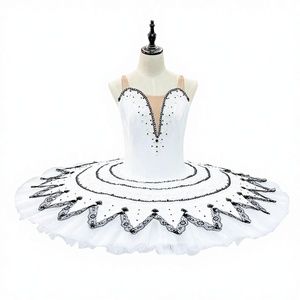 <span class=keywords><strong>Jupe</strong></span> <span class=keywords><strong>tutu</strong></span> de ballet vintage noire et blanche en dentelle, taille empire, anti-plis, perlée, pour enfants et adultes, costume de danse gonflé pour la pratique - Product Image 1