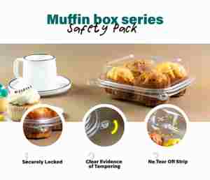 Caja de comida de plástico desechable de 20 OZ con forma de cúpula alta Contenedor de muffins para llevar reciclable - Product Image 3