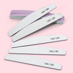 Plastic Half Moon <b>Nail</b> <b>Files</b> Double Sided Gray Sandpaper Emery Board Custom Logo for Salons - Product Image 1