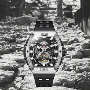 Montre analogique mécanique automatique de luxe pour homme, marque haut de gamme, populaire pour les affaires, OEM, avec bracelet en caoutchouc et boîtier ovale en acier inoxydable - Product Image 2