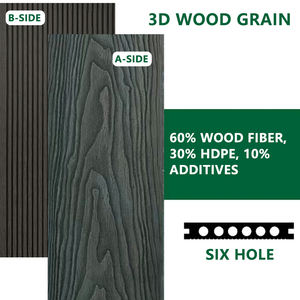 Platelage extérieur en composite gaufré 3D WPC Trou rond creux Planches de terrasse en WPC sans écart - Product Image 3