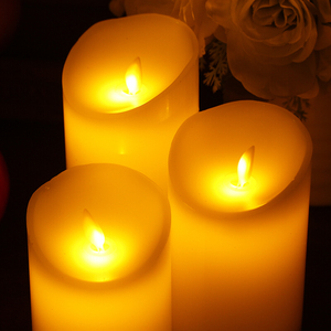 Megapower 12PCS/SET Modern Remote Control <b>LED</b> Candles RGBW Colors Dimmable Electric Real Wax Pillar Flameless Candles 1-Year - Product Image 5