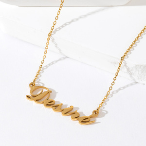 Collier personnalisé en acier inoxydable plaqué or 18 carats avec nom écrit sur mesure, pendentif avec inscription personnalisée, chaîne pour femme, bijoux personnalisés avec texte, cadeau - Product Image 3