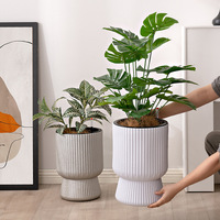 Pot Bunga Besar P409 Nordic Simple Resin Plastik Tebal, Self-Watering, Tahan Lama, Hemat Air, Anti-Semen, Ringan