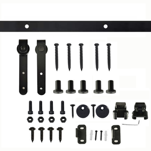 Kit de Herrajes para Puerta Corredera Tipo Granero, Riel de Acero al Carbono Negro para Puertas Simples/Dobles, <span class=keywords><strong>Cocina</strong></span>/TV/Armario - Product Image 2