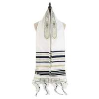 Châle de Prière Messianique Tallit en Polyester 180*52cm, Foulard Long Inspiré du Talit Chrétien, avec Sac Assorti en Gros