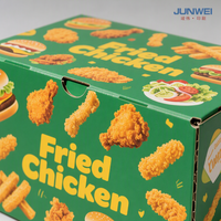 Caja para Pollo Frito Impresa Personalizada, Papel Corrugado de Grado Alimenticio, Empaque para Llevar para Comida Rápida