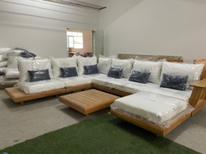 <span class=keywords><strong>Salon</strong></span> de <span class=keywords><strong>jardin</strong></span> tout temps en forme de L, canapé en <span class=keywords><strong>bois</strong></span> de teck, combinaison de meubles de patio, canapés pour cour, hôtel, parc - Product Image 6