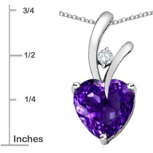 Star K Heart Shape Amethyst Pendant <b>Necklace</b> With Diamond Accent For Women - Product Image 2