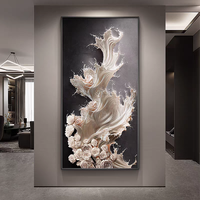 Grand décor mural 3D abstrait blanc vague créative pour couloir porche entrée lumière luxe diamant cristal porcelaine peinture