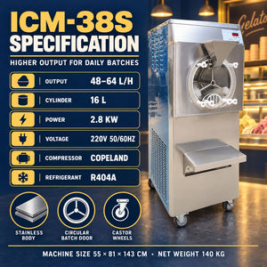 Máquina de helado duro de 48-64L/h, congelador de gelato por lotes de 16L, 2.8KW, R404A, 220V, ICM-38S - Product Image 3
