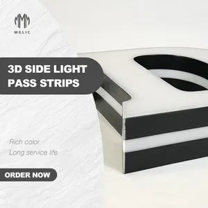 Strisce di passaggio della luce nera laterale a luce rossa con lettere acriliche a Led in plastica 3d completamente illuminate