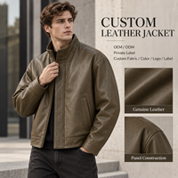 Veste pour homme avec logo personnalisé, finition en cuir, col montant, fermeture éclair métallique, poches latérales, veste décontractée streetwear
