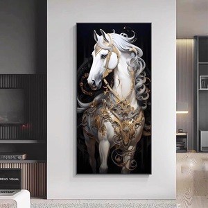 Moderne Simple <span class=keywords><strong>Cheval</strong></span> <span class=keywords><strong>Dessin</strong></span> Mural pour Salon Couloir Cristal Porcelaine Peinture Décorative Suspendue Peinture Toile Couloir - Product Image 2
