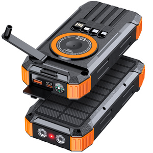 Banco de Energía Solar de Emergencia de 20000mAh con Linterna LED, Cargador Inalámbrico, Brújula, Batería para Exteriores con Cables Integrados - Product Image 1