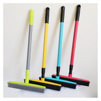Balai télescopique portable robuste pour enlever les poils d'animaux, tapis, sol, raclette, nettoyage doux, poussoir, balai en caoutchouc silicone