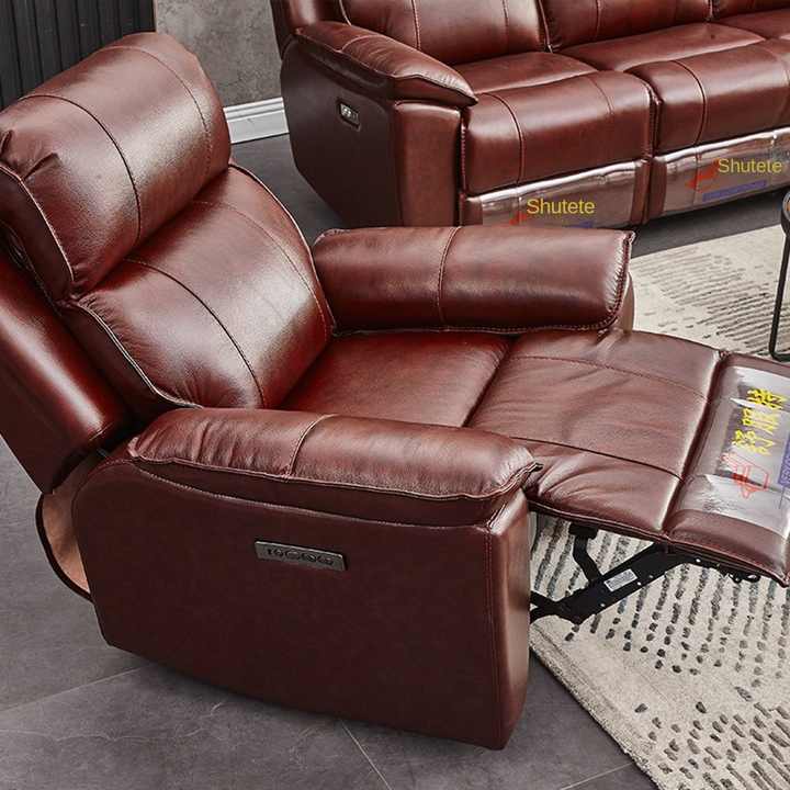 Single Seat Manual PU Leather Power Recliner Sofa Chair Set with 8 Points Massage Manufacturer Supplied Manual Ergonomic Air