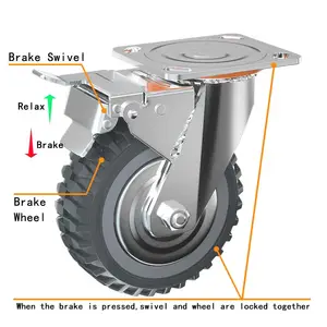 3 pouces 4 pouces 5 pouces Capacité de roulement de la roue simple 250kg Heavy Duty gris PU Industrial Caster Wheel for Trolley Hand Truck