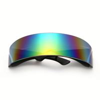 Lunettes de soleil futuristes unisexes en gros, style cyberpunk, monture enveloppante argentée effet miroir