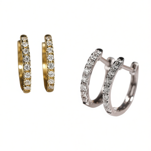 Pendientes de Aro con Diamantes E3915, Oro Amarillo, Corte Brillante Redondo, Color G, Diamantes Naturales, Clásicos para Mujer, Uso Diario - Product Image 1