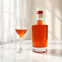 Bouteille en verre vide transparente de 750 ml, carrée, à épaule droite, pour emballage de whisky, vodka, vin et spiritueux, vente en gros OEM